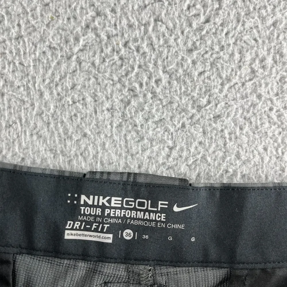 NEW Nike Shorts Mens 36 Gray Black Plaid Golf‎ Dri-Fit Tour Performance Stretch